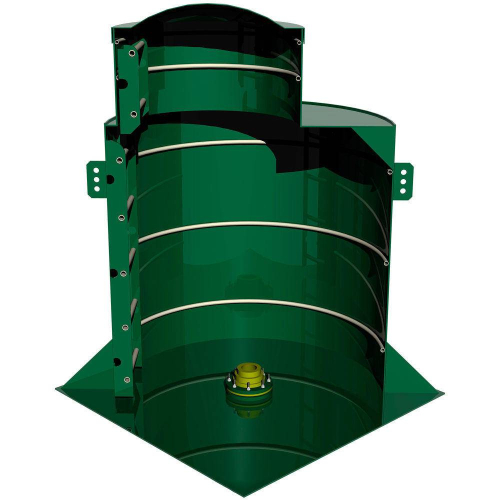 Пластиковый кессон Alta Kesson С + со смещенной горловиной и увеличенной рабочей камерой в разрезе